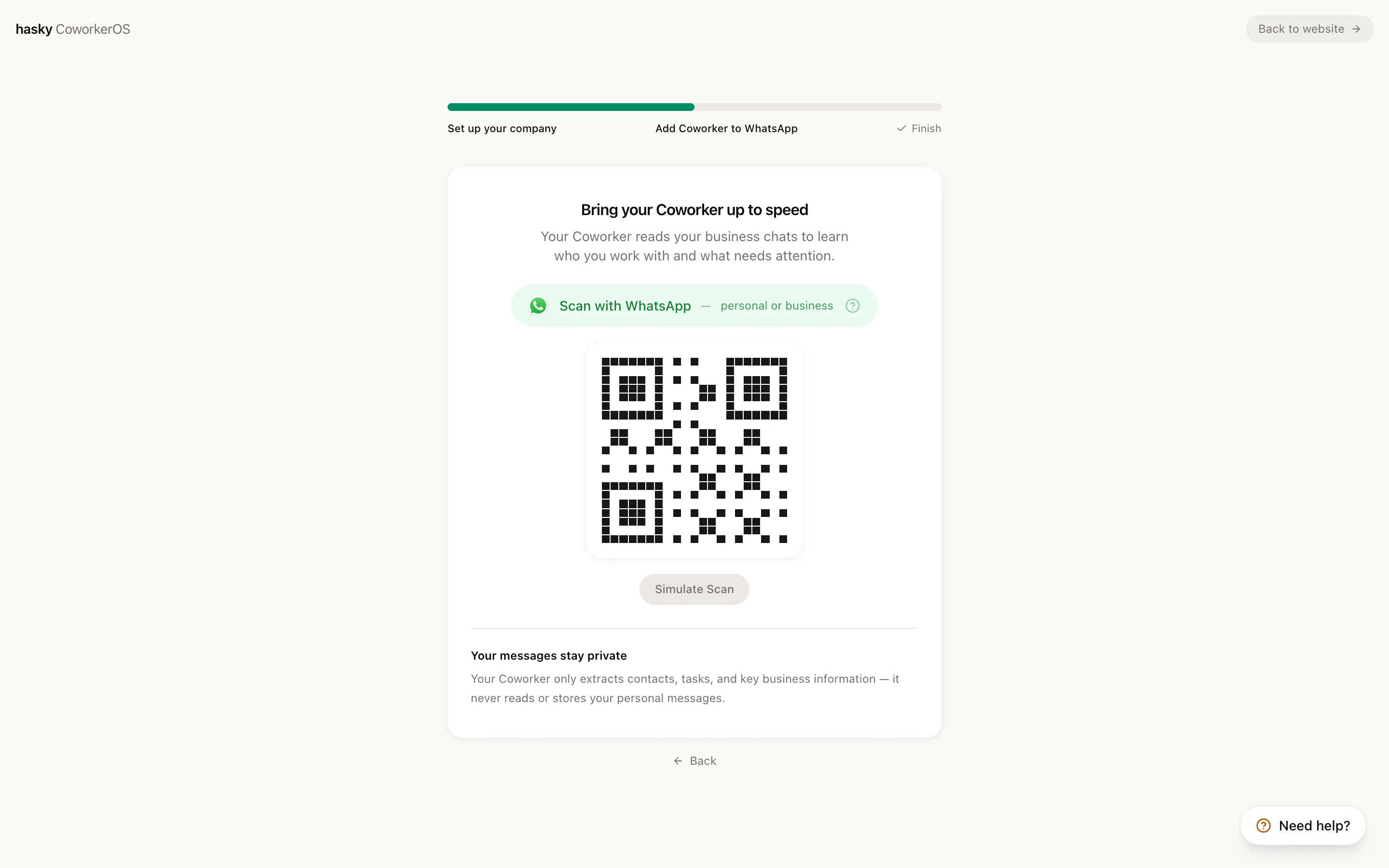 Scanning one QR code with WhatsApp